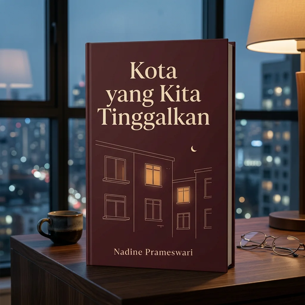 Buku Kota yang Kita Tinggalkan dengan latar kota malam